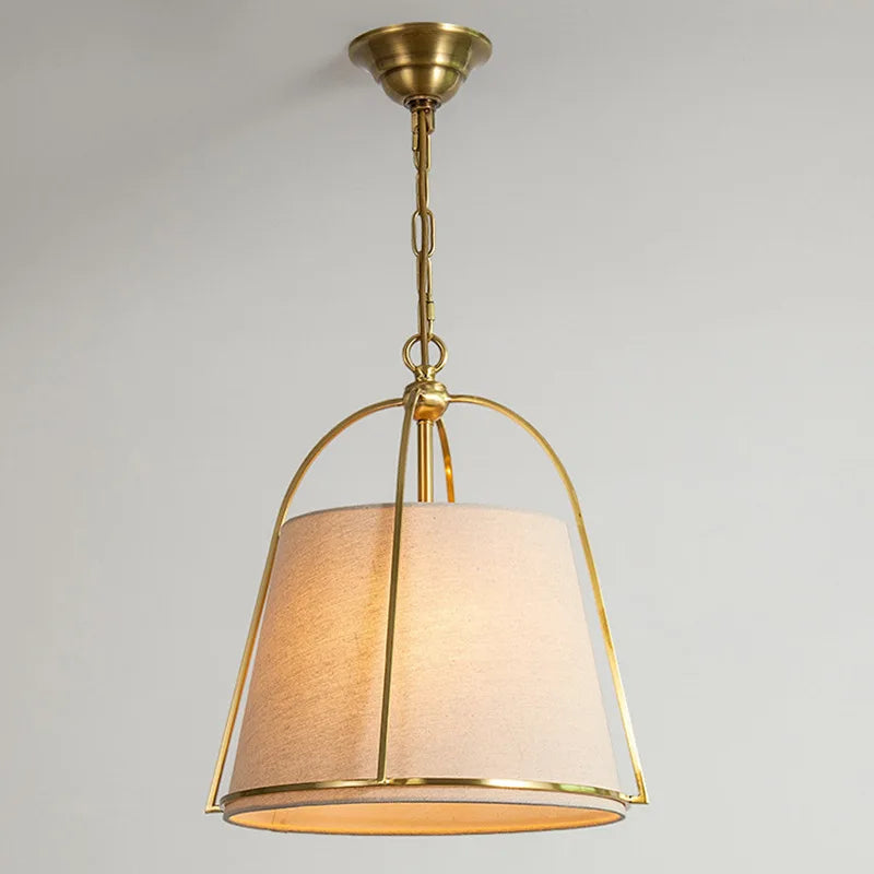 Elara Contemporary Fabric Pendant Light with Brass Frame