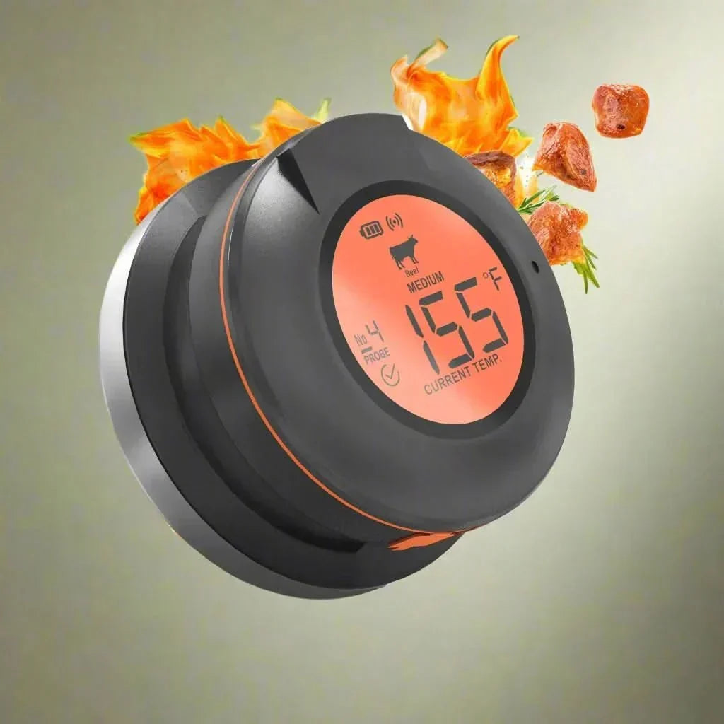 AeroTemp Pro trådlös köttermometer — Bluetooth-avläsningar i realtid, 4-probersset