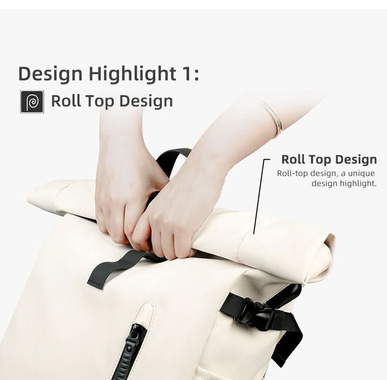 TrailMate Expandable Roll-Top Backpack — Large Capacity, Dedicated Laptop Compartment