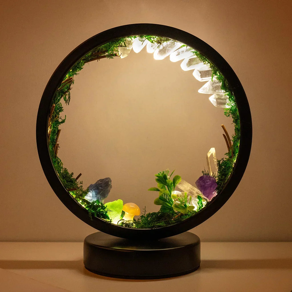 Light Spell Night Light — Round Frame, Plants & Crystals