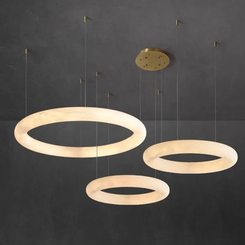 Aurelian Brass Pendant Light With Spanish Marble Orb