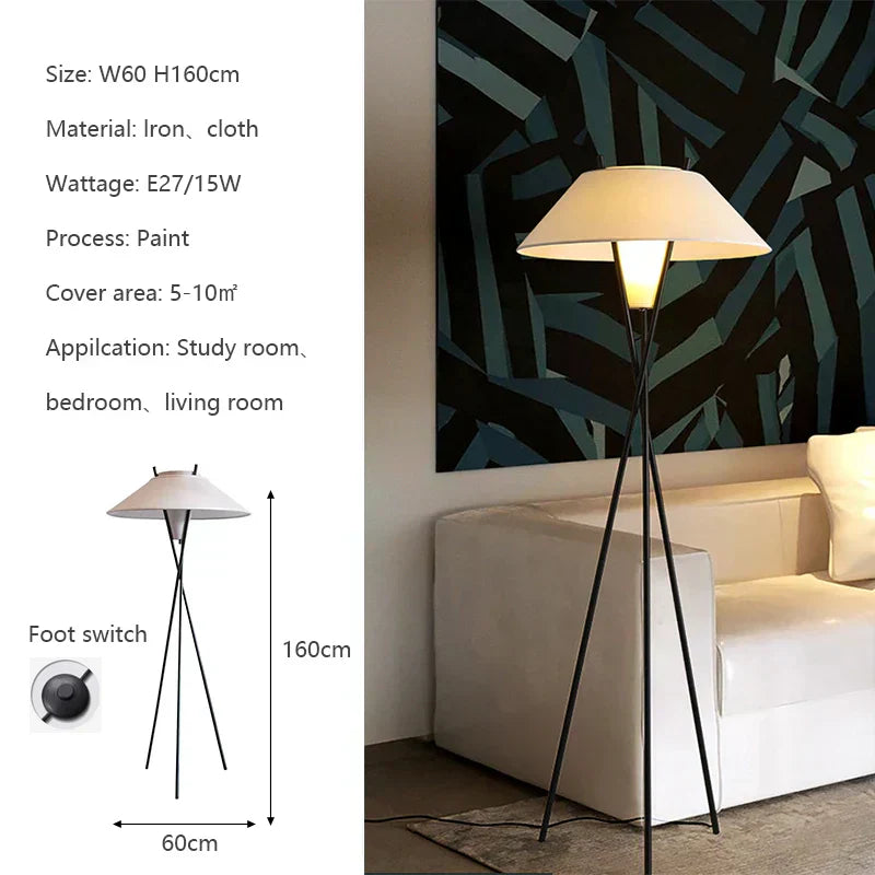 Aeris | Floor Lamp With Tripod Stand And Fabric Shade