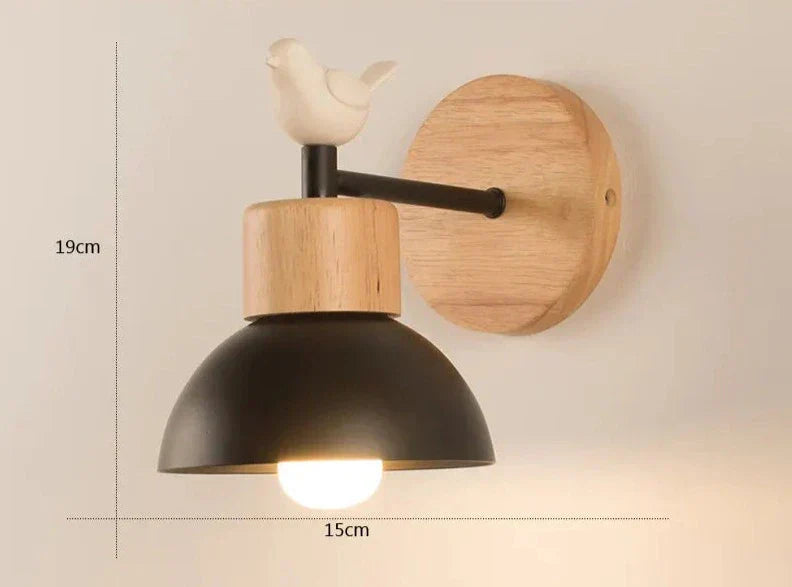 Ornwood Nordic Wooden Bird Wall Lamp With Adjustable LED Arm