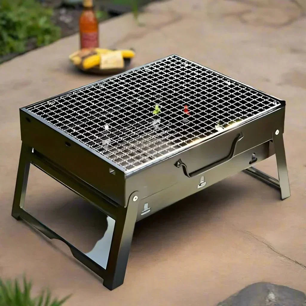 Parrilla de carbón de acero inoxidable TrailBlaze — Estructura compacta plegable