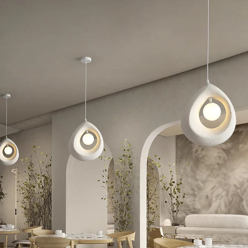 Hikari Resin LED Pendant Light in Japanese Wabi-Sabi Style