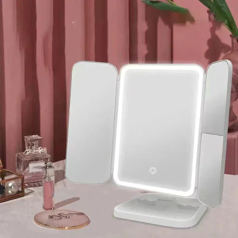 LumiBlend 三面板 LED 镜 — 触控式三色照明