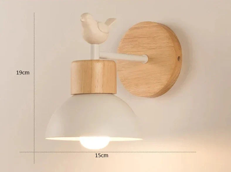 Ornwood Nordic Wooden Bird Wall Lamp With Adjustable LED Arm