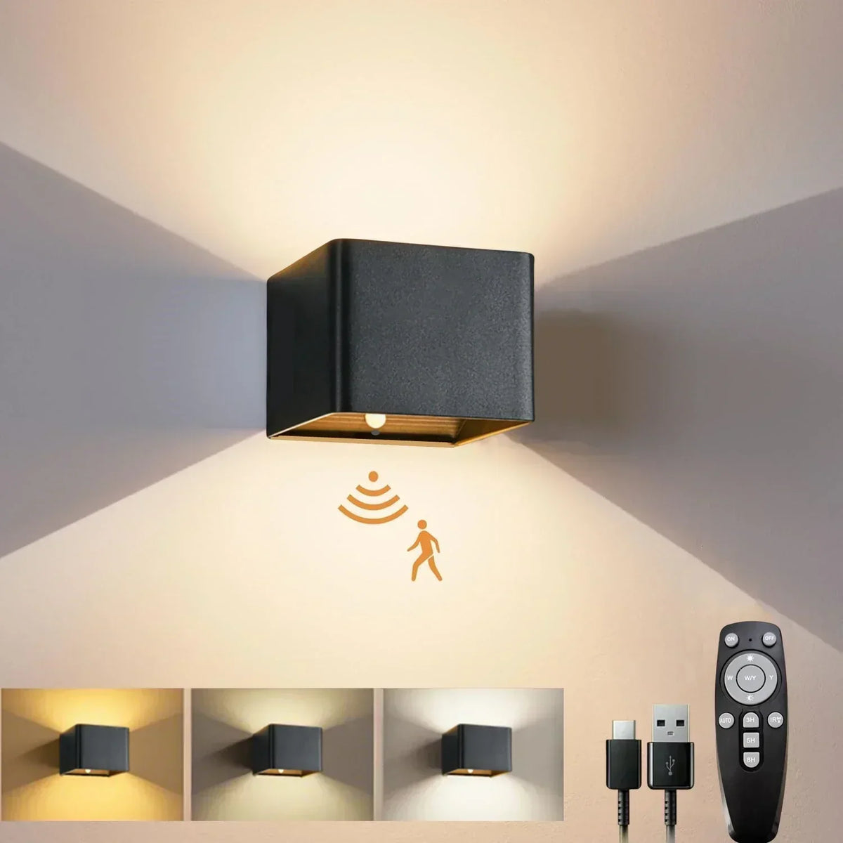 LuminaWall Wireless LED Wall Light — 4000 mAh Battery, Integrated Motion Sensor