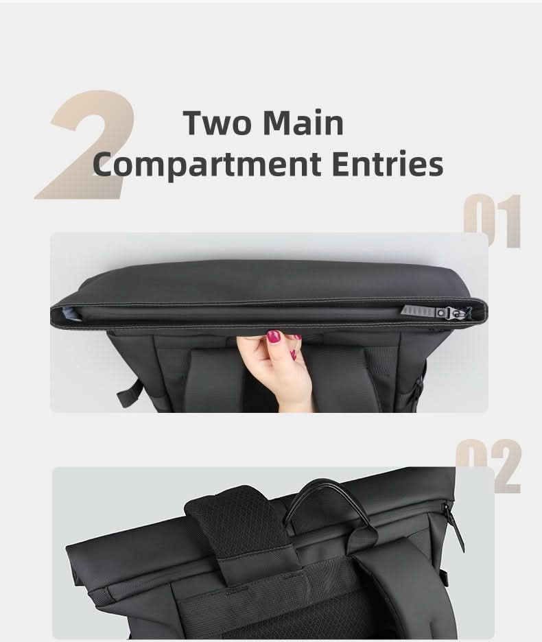 TrailNova Expandable Outdoor Backpack — Laptop Compartment, Roll-Top Closure, Large Capacity