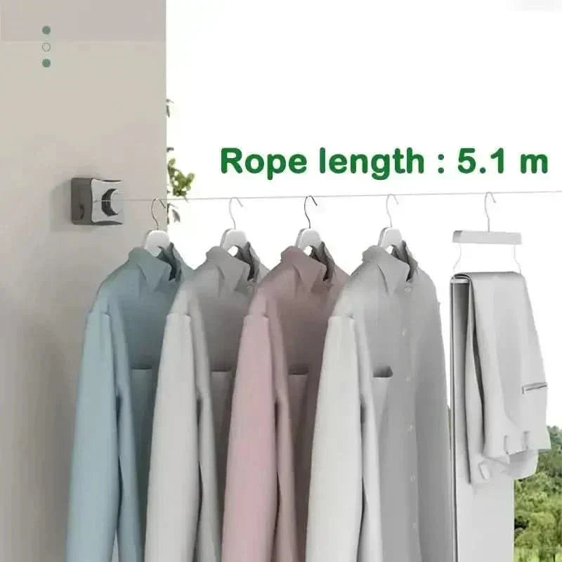 Estendal retrátil de parede FlexiLine — Fio para roupa retrátil, estrutura economizadora de espaço