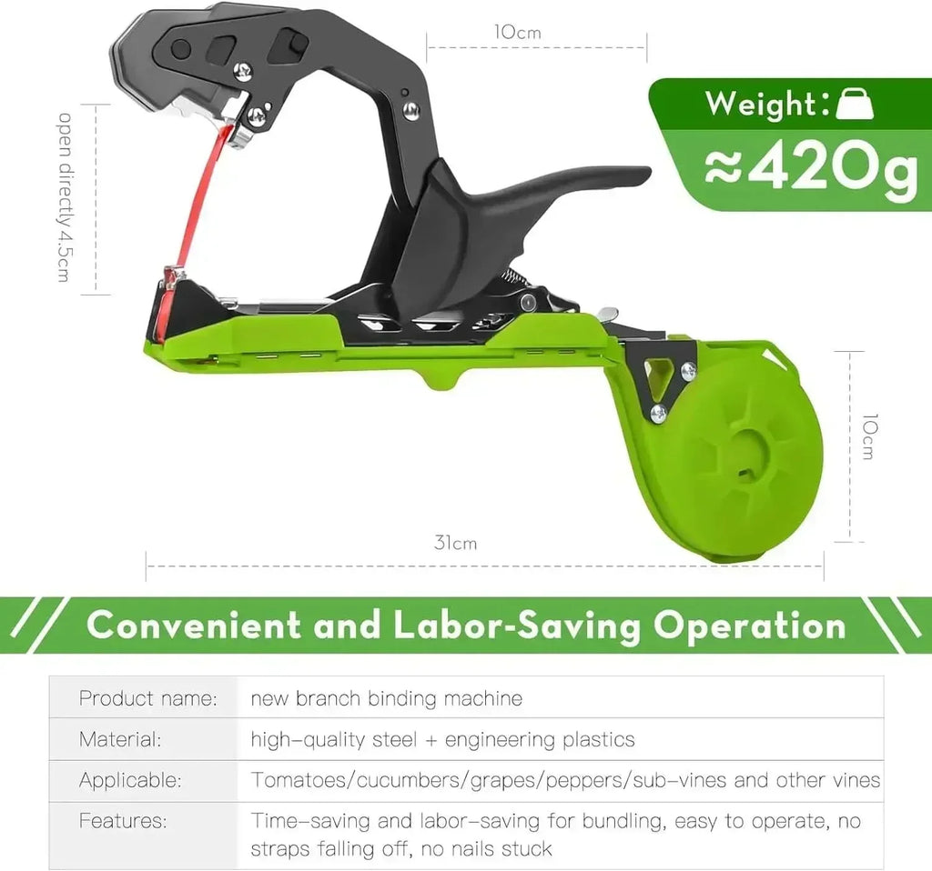 GardenEase Tapener Efficient Hand-Operated Plant Tying Tool — 420g Ergonomic Design