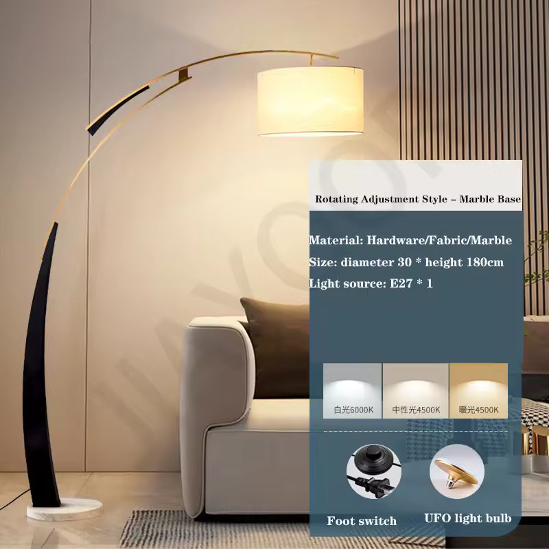 Novara Nordic Floor Lamp With Fabric Shade And LED