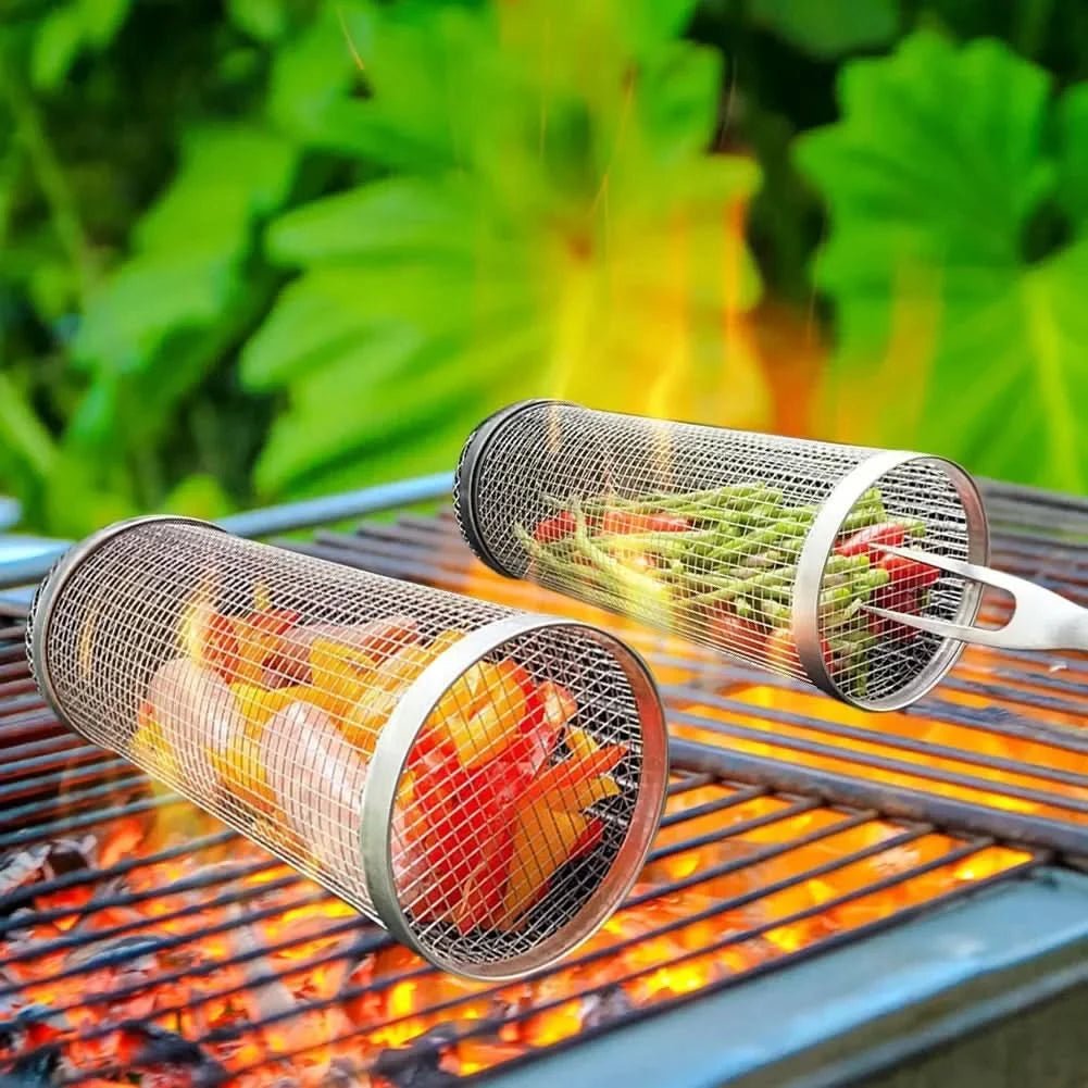 سلة شواء دوّارة من الفولاذ المقاوم للصدأ AeroGrill — تصميم للطهي المتساوي بزاوية 360°