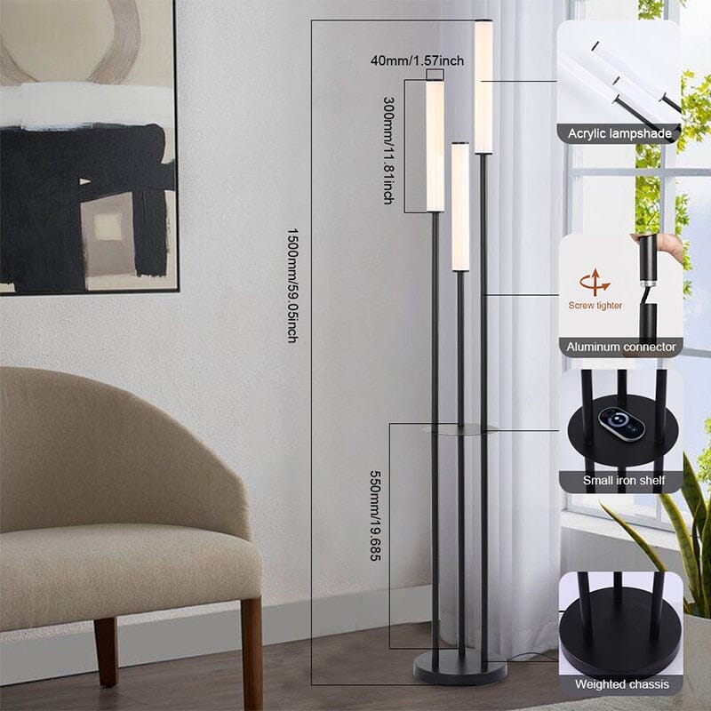 Lumishelf LED Floor Lamp with Built-In Shelf and Storage