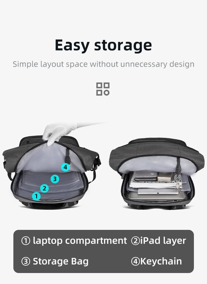 CityTrail Rolltop Backpack — 20 to 35 L Capacity, USB Port