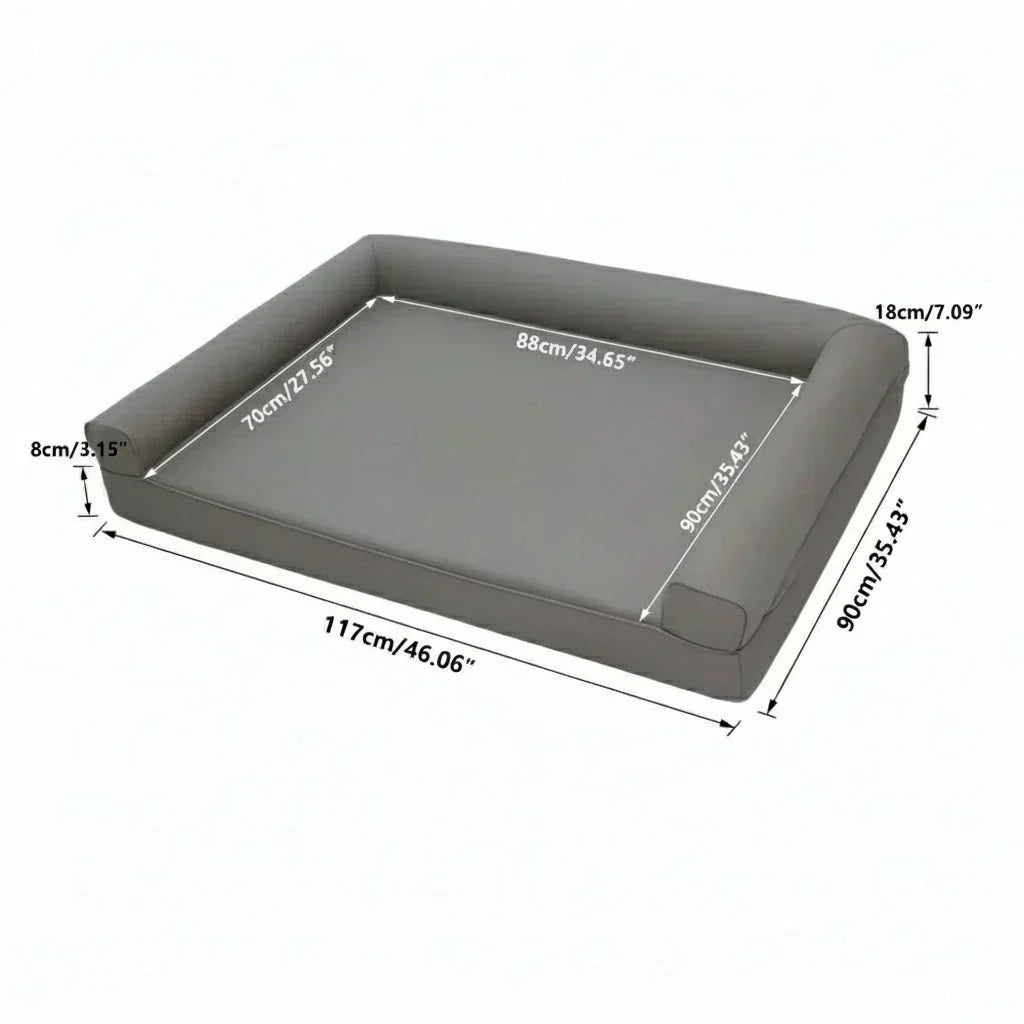 HavenPaw orthopädisches Hundesofa — Mikrofaserleder, wasserdichtes Design mit Randpolsterung