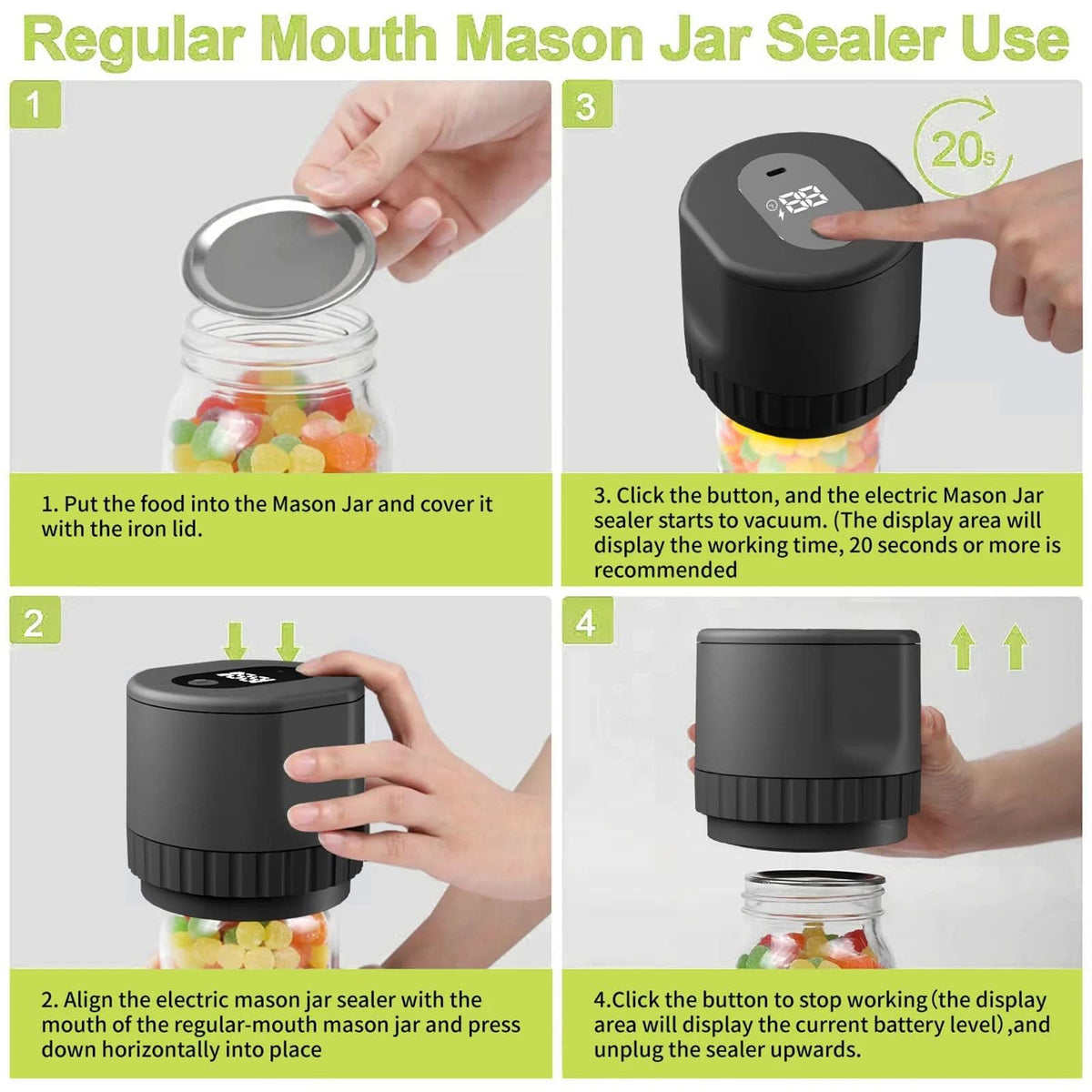 FreshSeal Portable Vacuum Sealer — Handheld Electric Air Extractor for Mason Jars, Glass Bottles & Cans