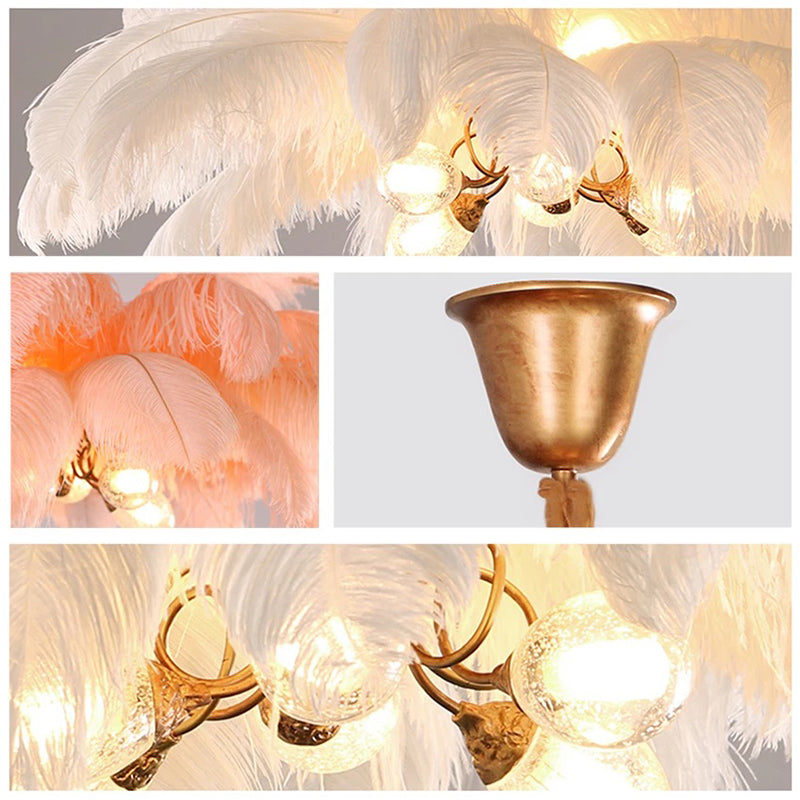 O'Moore Nordic Luxury Pendant Light, Brass/Feather | ventumra