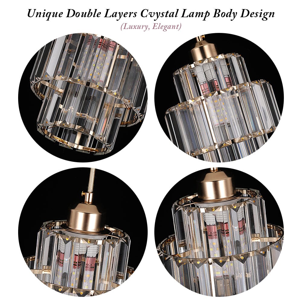 Lyra Crystal Pendants for Modern Interiors in Black or Gold