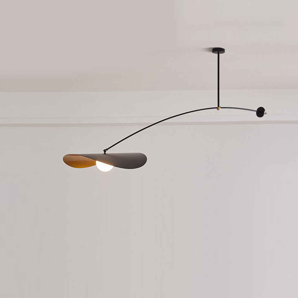 Arisha Minimalist Lotus Leaf Shaped Metal Pendant Light, Black/Gold | ventumra