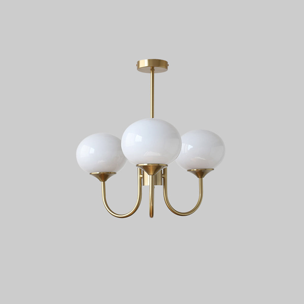 Valentina Retro Art Deco Globe Chandelier, White/Pink/Beige | ventumra