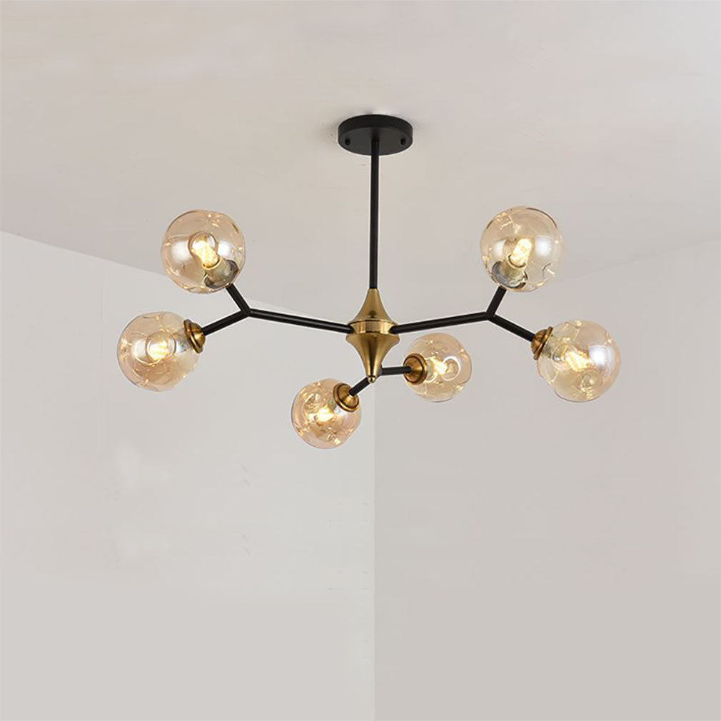 Valentina Art Deco Glass Bubble Chandelier, Amber | ventumra