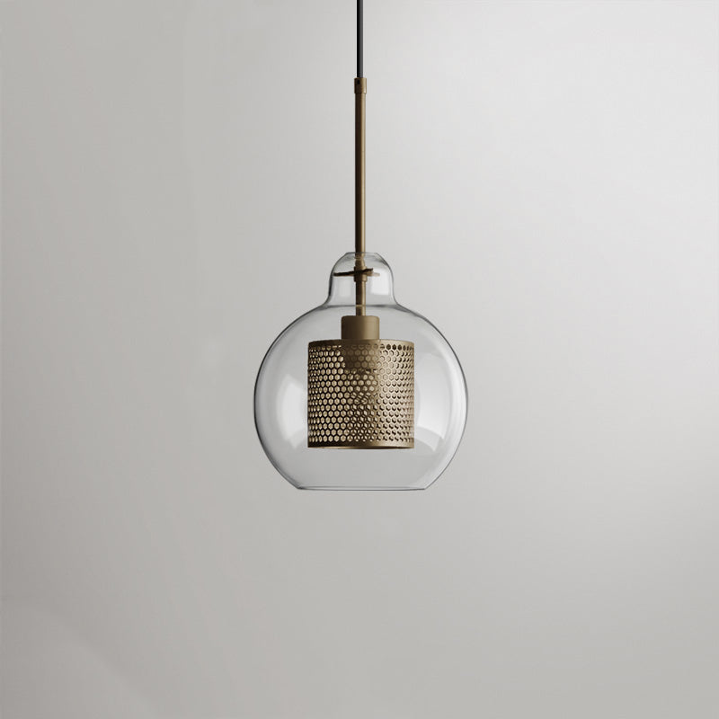 Hessa Contemporary Golden Pendant Light, Glass, Globe/Cylindric - Neutralighting