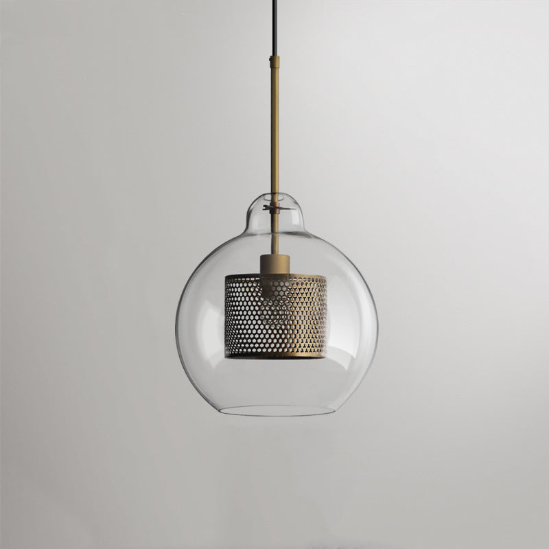 Hessa Contemporary Golden Pendant Light, Glass, Globe/Cylindric - Neutralighting