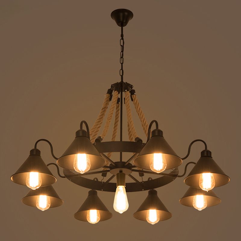 Epoch Vintage Industrial Rope Chandelier  Living Room | ventumra