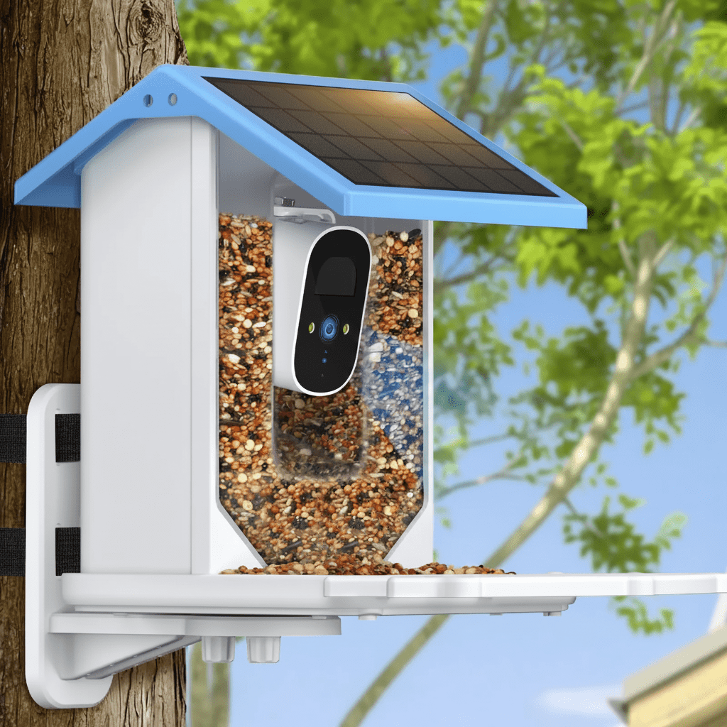 LumaFeeder solcelledrevet fuglefoderautomat — 2.4K HD-kamera, nattesyn