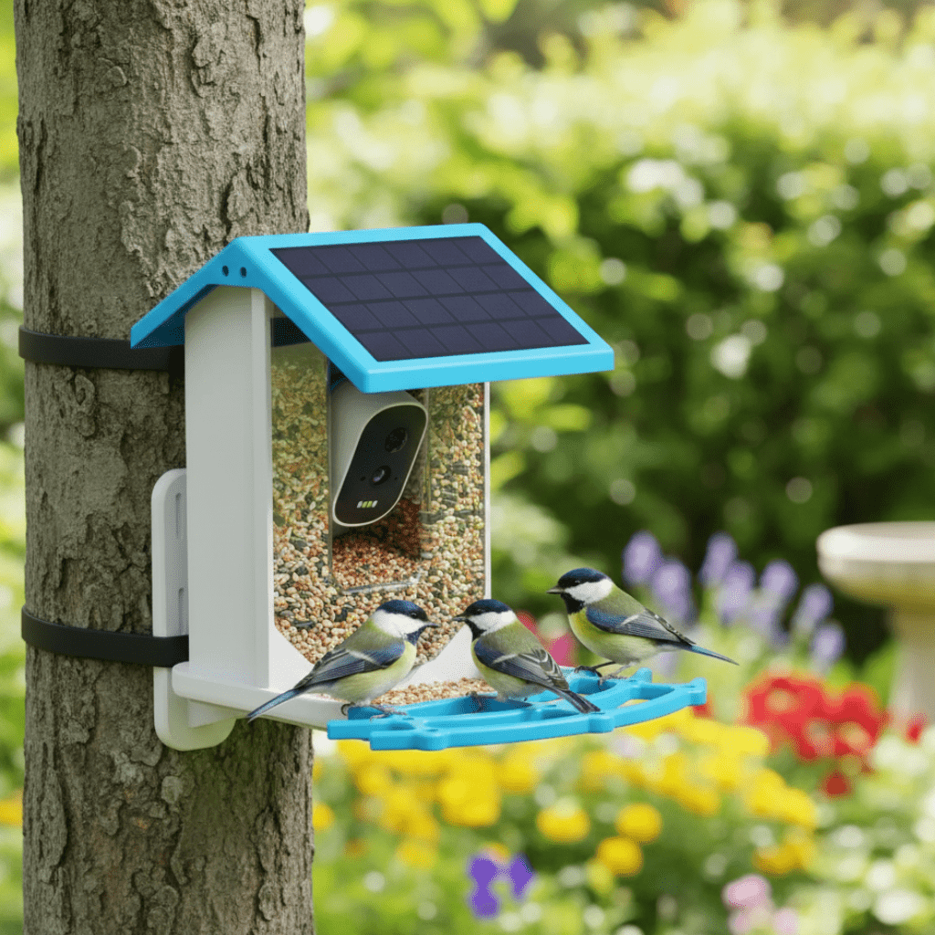 LumaFeeder solcelledrevet fuglefoderautomat — 2.4K HD-kamera, nattesyn