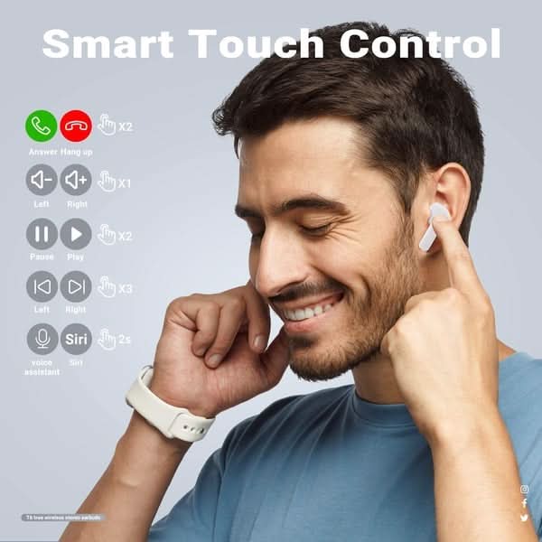 Căști intraauriculare AeroPulse — sunet wireless Bluetooth 5.3, comenzi tactile, sunet excepțional