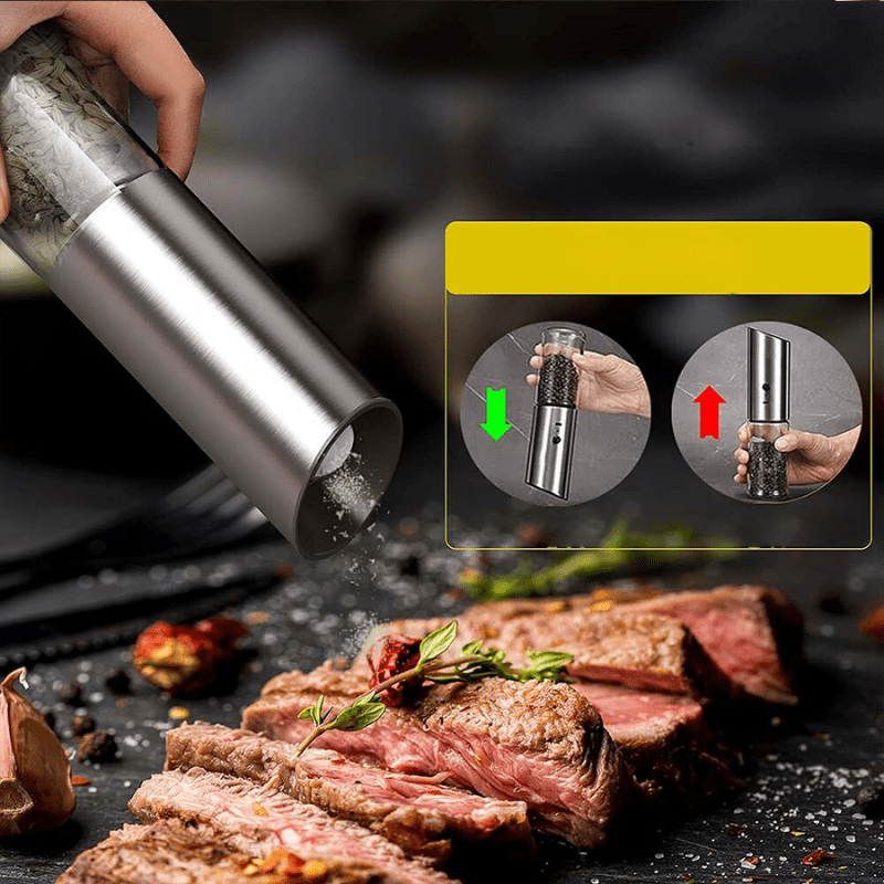 FlavorPulse Stainless Steel Electric Pepper Mill — Rechargeable Precision Spice Grinder