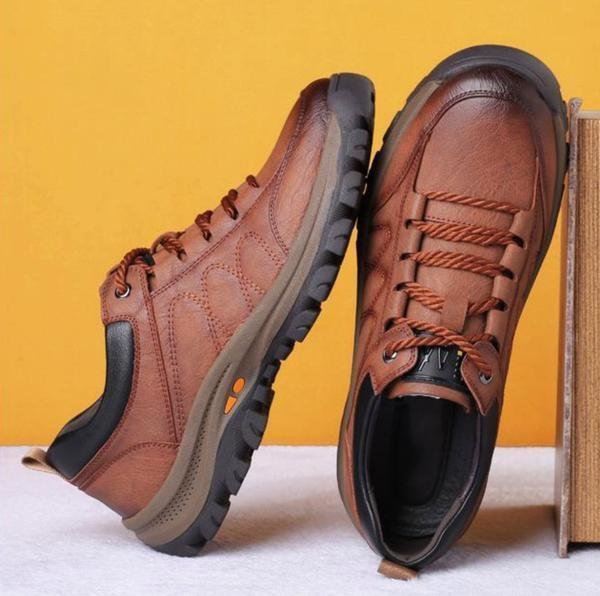 Trailstride Waterproof Leather Hiking Shoes — Moisture-Wicking Lining, Joint-Aligned Comfort