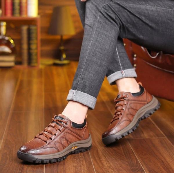 Trailstride Waterproof Leather Hiking Shoes — Moisture-Wicking Lining, Joint-Aligned Comfort