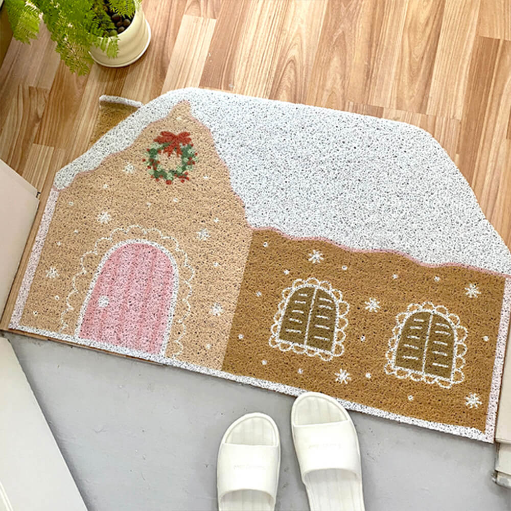 HearthNest Solid Rug — Gingerbread Motifs, Non-Slip Backing