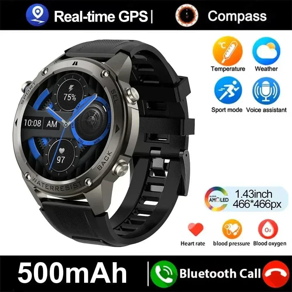 RidgeNova X Outdoor Smartwatch — Satellite GPS, Digital Compass, Comprehensive Health Monitoring