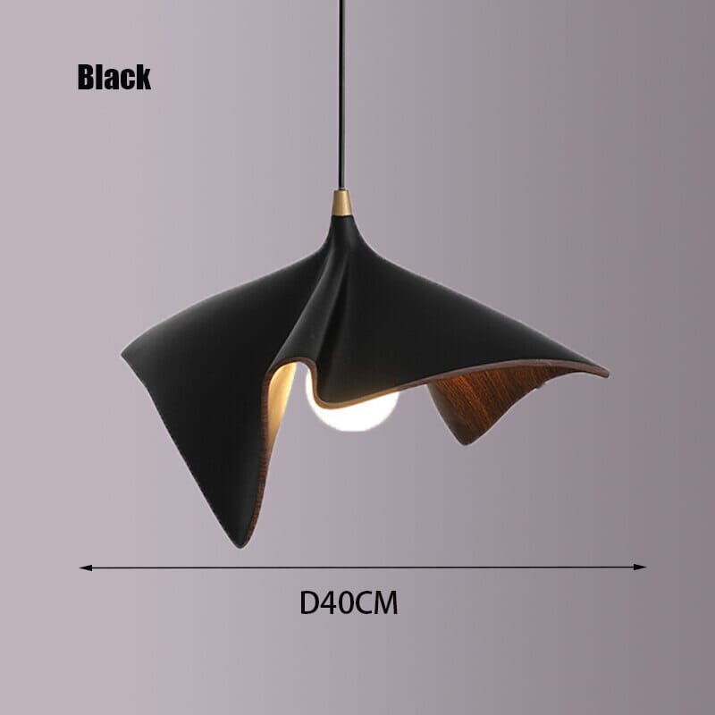 Luxury Black Folded Resin Pendant Light with Adjustable Length and Soft LED Lighting