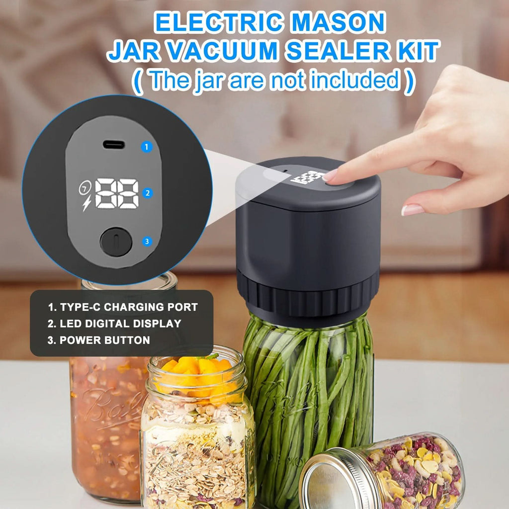 FreshSeal Portable Vacuum Sealer — Handheld Electric Air Extractor for Mason Jars, Glass Bottles & Cans