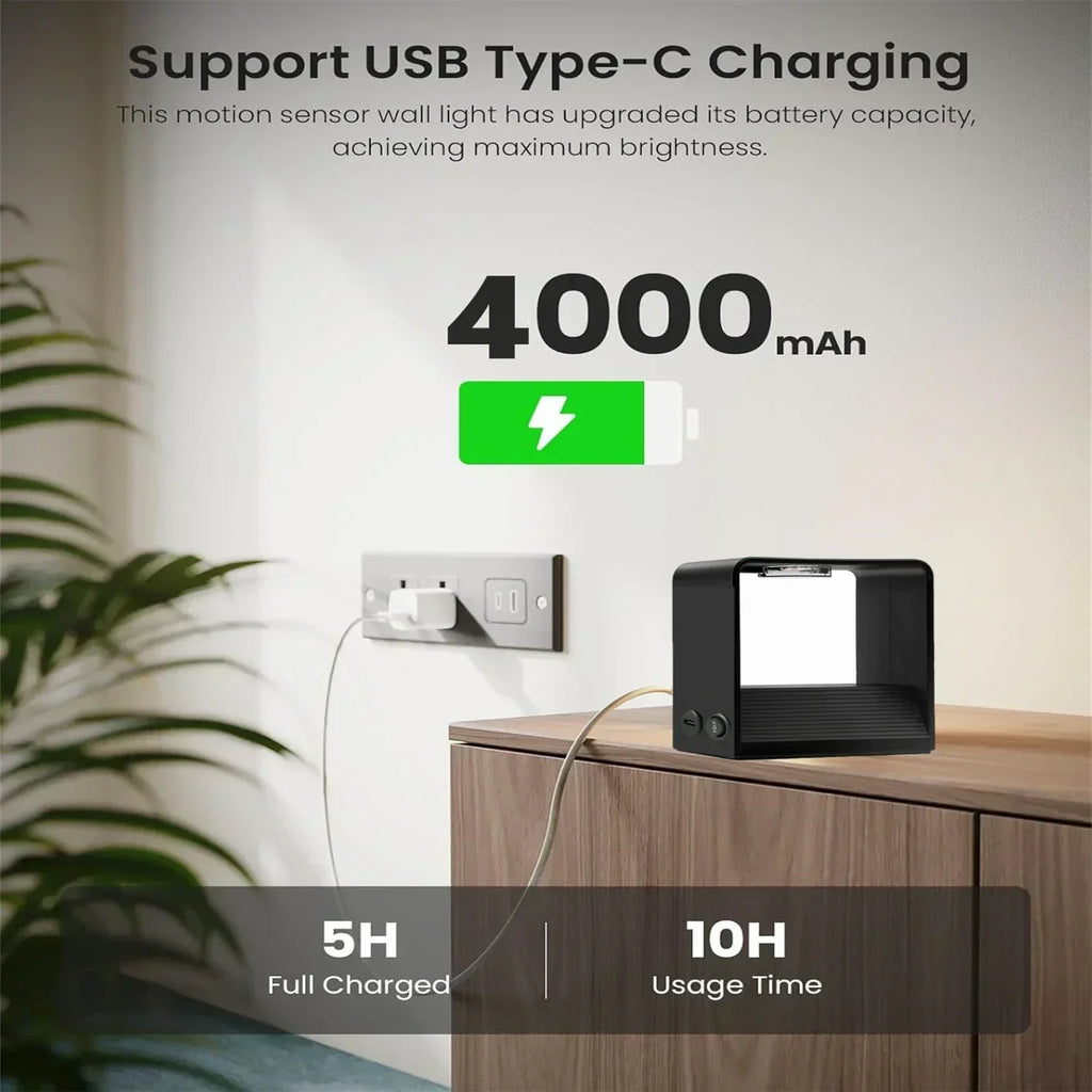 LuminaWall Wireless LED Wall Light — 4000 mAh Battery, Integrated Motion Sensor
