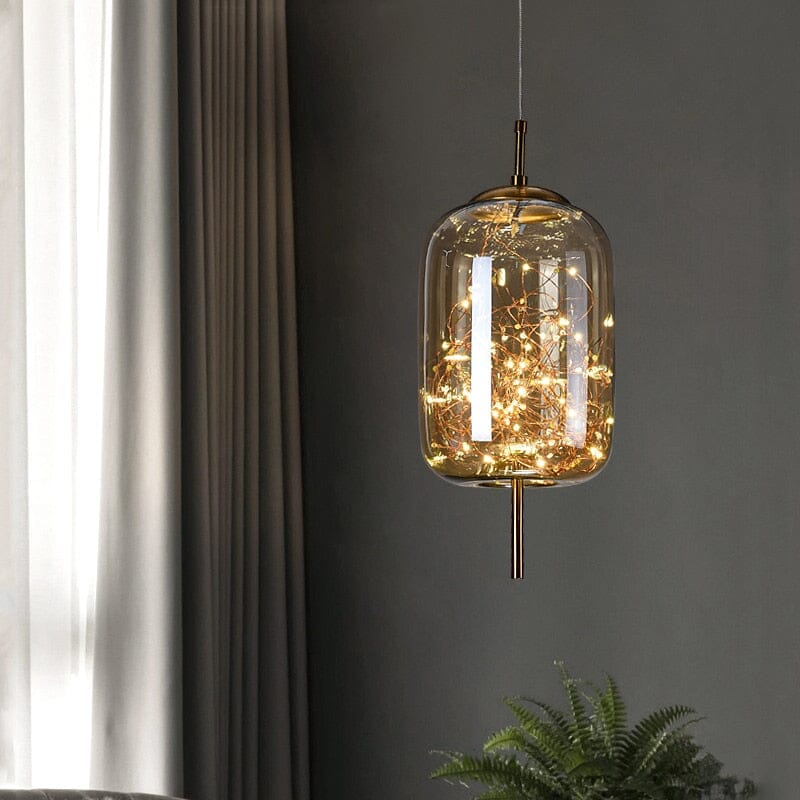 Lyra Nordic Vintage Glass Stone And Steel Pendant Lights Chrome Finish