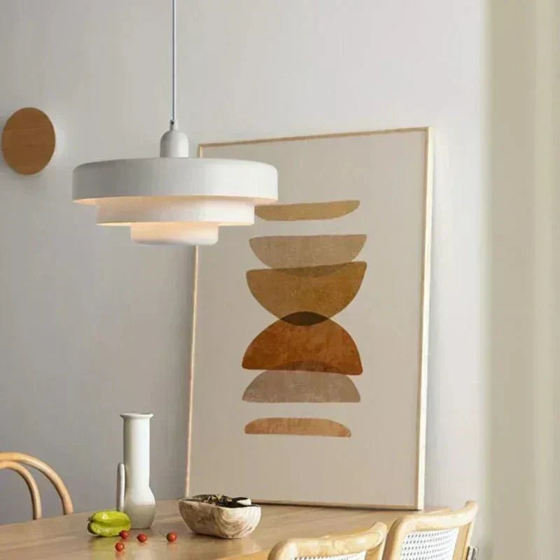 Lumina Three Tier Pendant Light — Macaron Colored Cylindrical Drum Shades