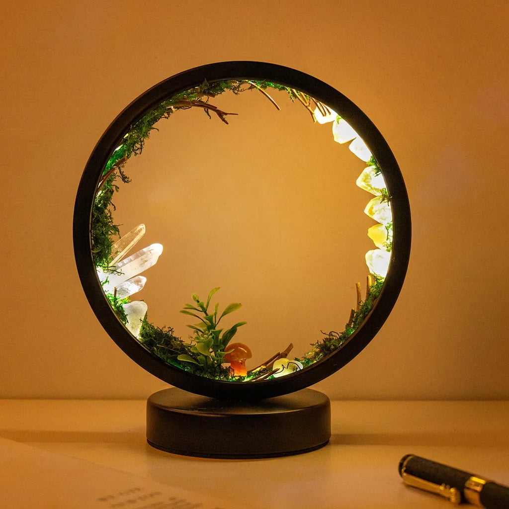 Light Spell Night Light — Round Frame, Plants & Crystals