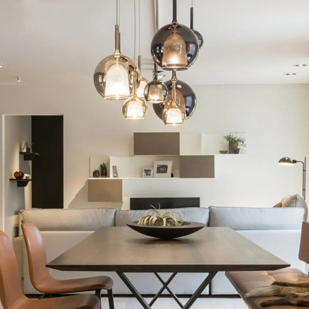 Nyara Nordic LED Glass Pendant Light with Double Shade