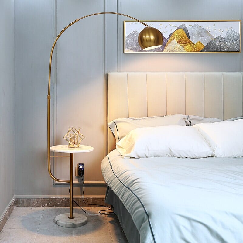 Aurelia Arc Floor Lamp Gold and White with Arch Style