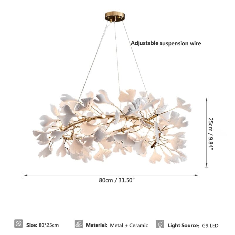 Aurelia Porcelain Leaves Pendant Light Adjustable Length