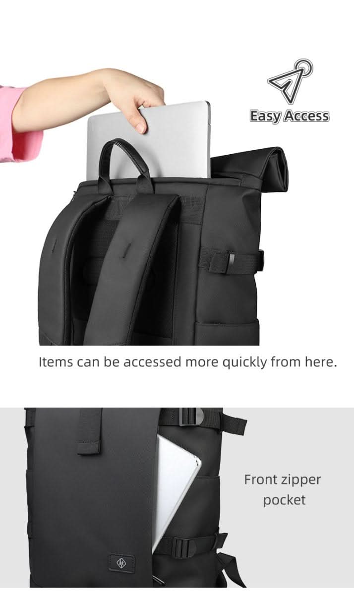 TrailNova Expandable Outdoor Backpack — Laptop Compartment, Roll-Top Closure, Large Capacity