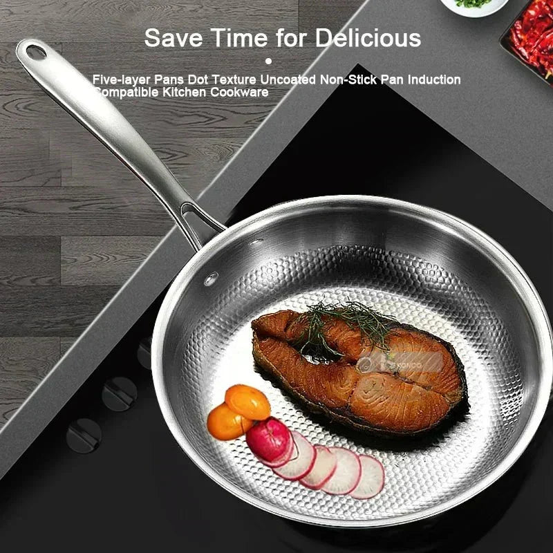 AuroraChef 28/30 Cm Stainless Steel 304 Wok Pan — Without Coating, Gas and Induction Compatible