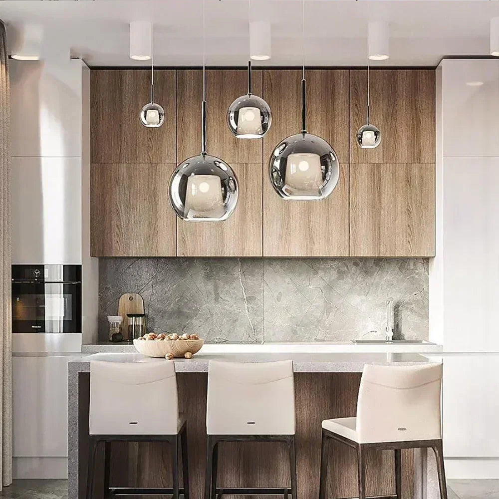 Nyara Nordic LED Glass Pendant Light with Double Shade