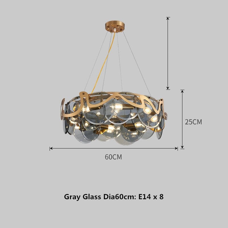Cirrus Cloud Pendant Light with Gold Glass Lampshade